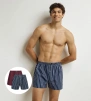 Набор мужских трусов-шорт DIM Stretch Cotton (2шт) (Полоски/Красный Чили) фото превью 1