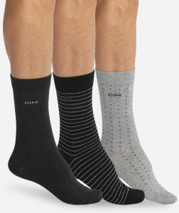 Набор мужских носков DIM Cotton Style (3 пары) (Черный/Антрацит/Серый)