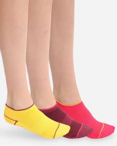 Набор женских носков DIM Sport (3 пары) (Бордовый/желтый/розовый)