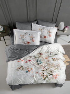 Постельное белье из сатина DO&CO Floral (Серый)