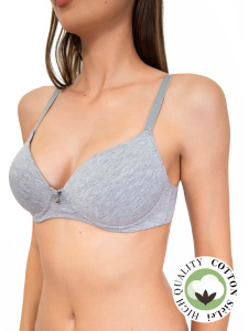 Бюстгальтер-балконет пуш-ап с плотной чашкой SIELEI Naturalcotton (Grigio melange)