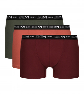 Набор мужских трусов-боксеров DIM Cotton Stretch (3шт) (Черный (Красный/Коричневый/Зеленый))
