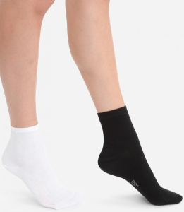 Набор женских носков DIM Basic Cotton (2 пары) (Белый/Черный)