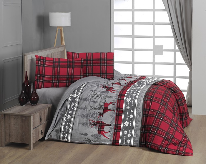 Постельное белье из фланели DO&CO Flannel Happiness (Красный) фото 1