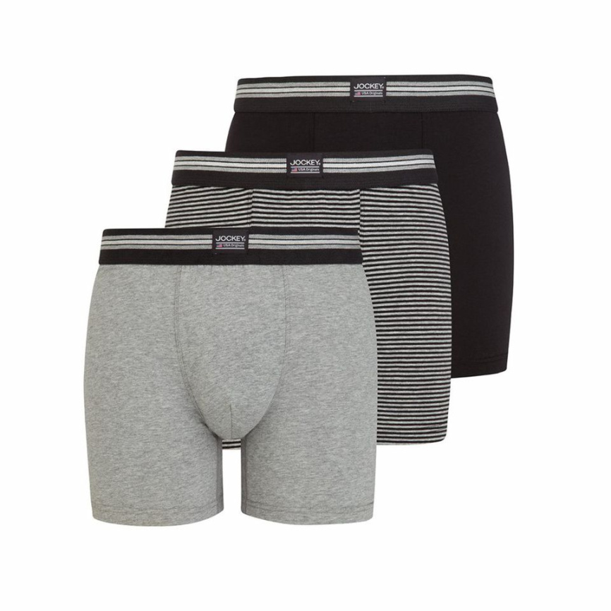 Набор мужских трусов-боксеров JOCKEY Cotton Stretch (3шт) (Серый) фото 1