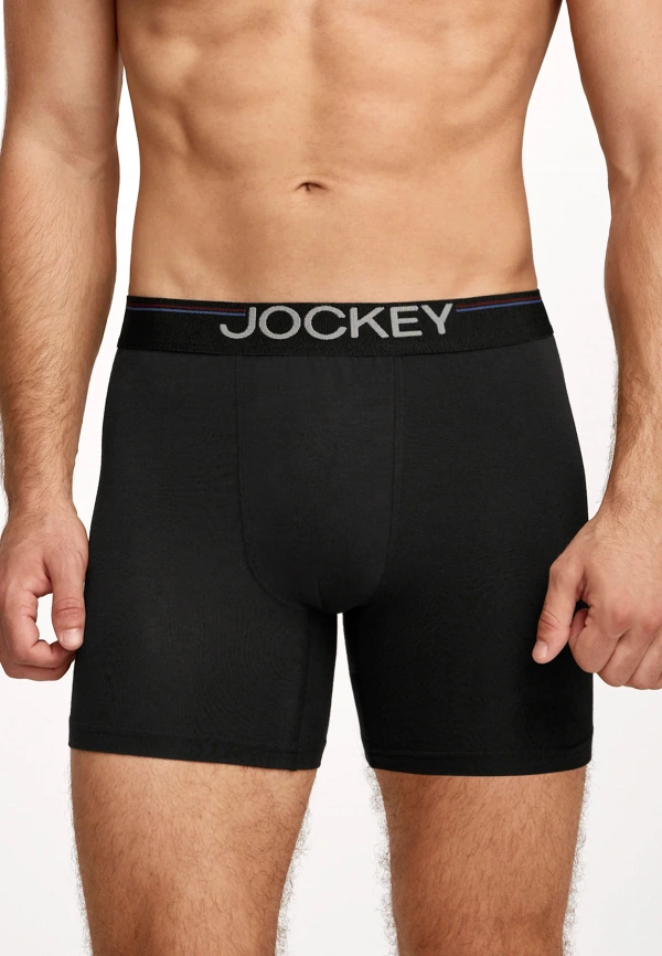 Набор мужских трусов-боксеров JOCKEY Cotton Stretch Comfort (3шт) (Черный) фото 2