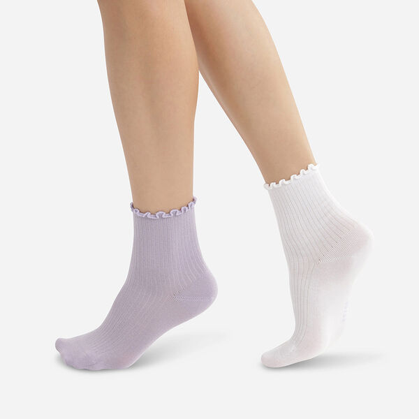 Набор женских носков DIM Modal (2 пары) (Белый/Лаванда) фото 1