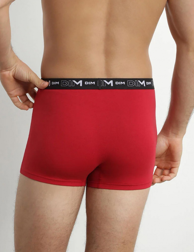 Набор мужских трусов-боксеров DIM Cotton Stretch (2шт) (Красный/Свинец) фото 3