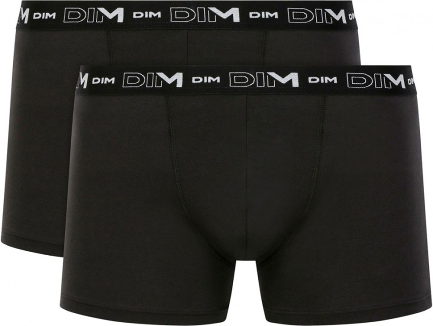 Набор мужских трусов-боксеров DIM Cotton Stretch (2шт) (Черный/Черный) фото 1