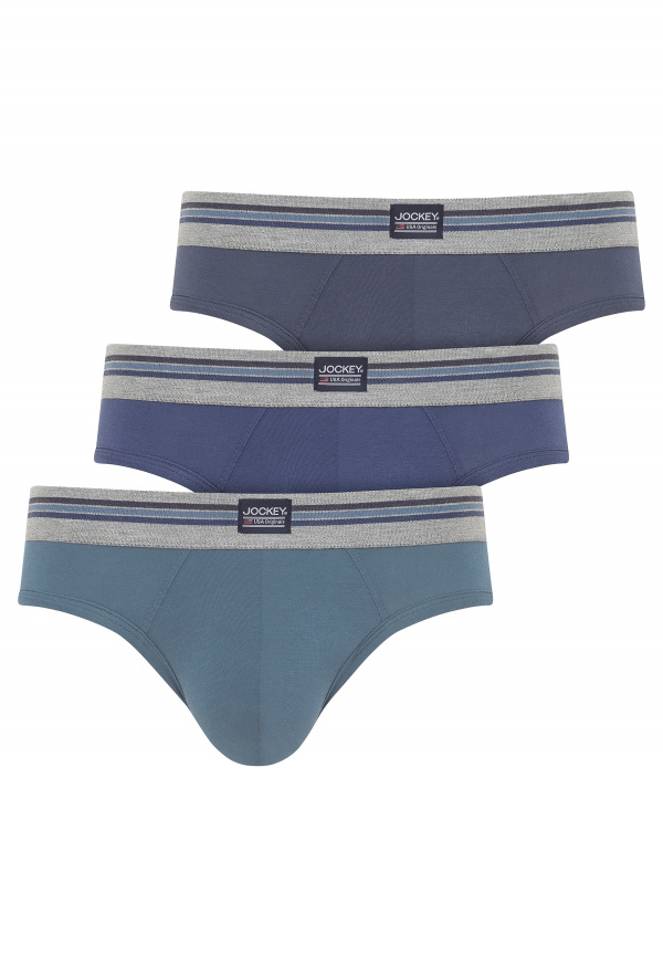 Набор мужских трусов-слипов JOCKEY Cotton Stretch (3шт) (Синий) фото 1