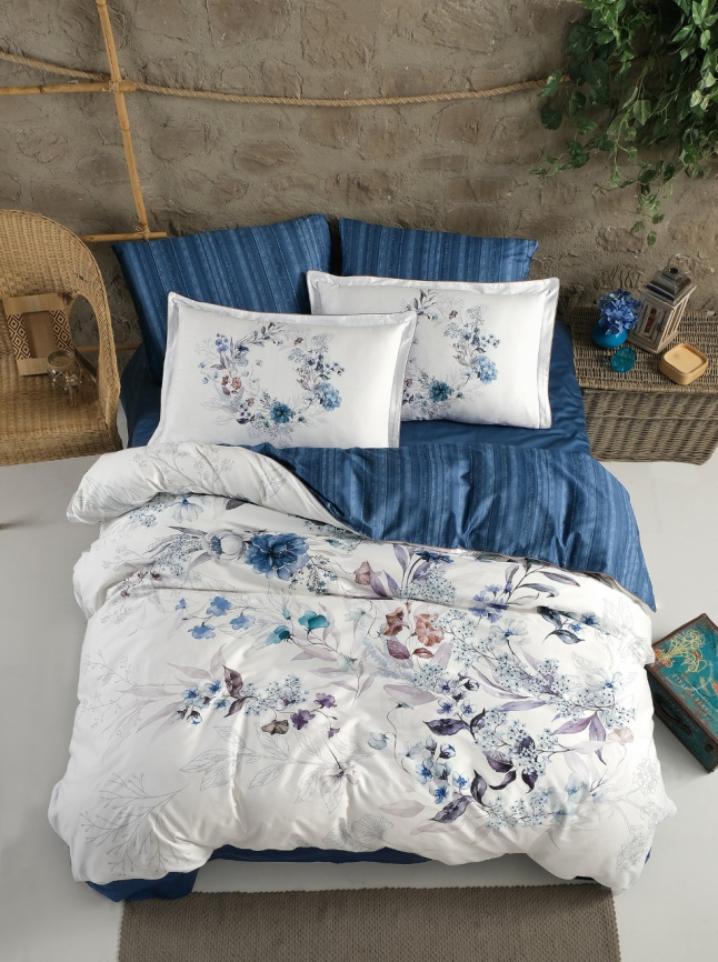 Постельное белье из сатина DO&CO Floral (Голубой) фото 1