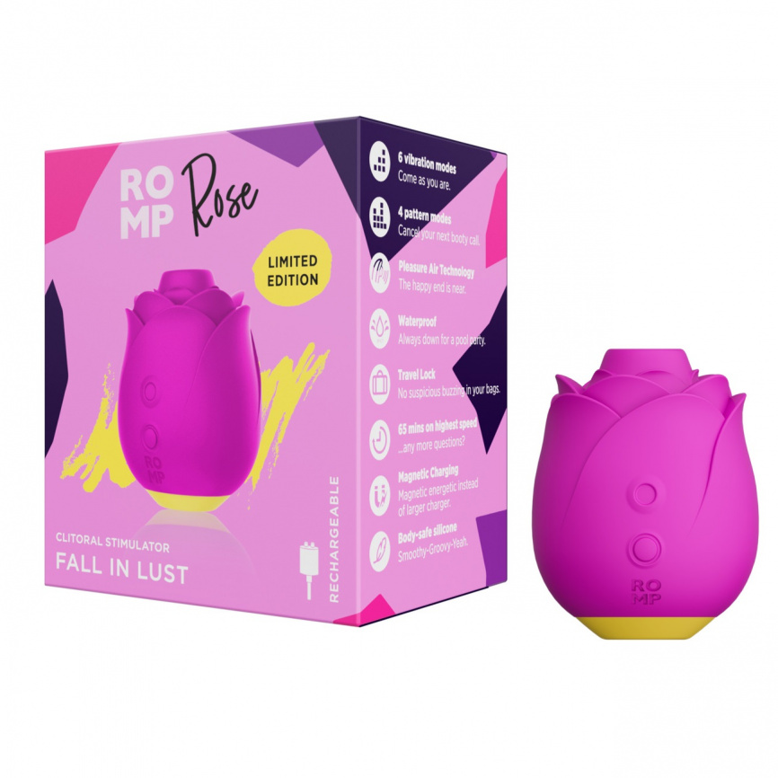 Стимулятор бесконтактный клиторальный ROMP Suction Rose (Розовый) фото 3