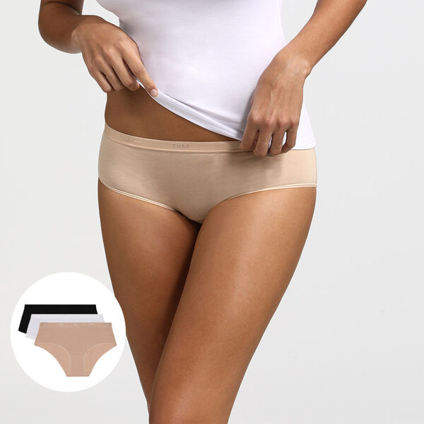 Набор женских трусов-слипов DIM Les Pockets (3шт) (Белый/Телесный/Черный) фото 2