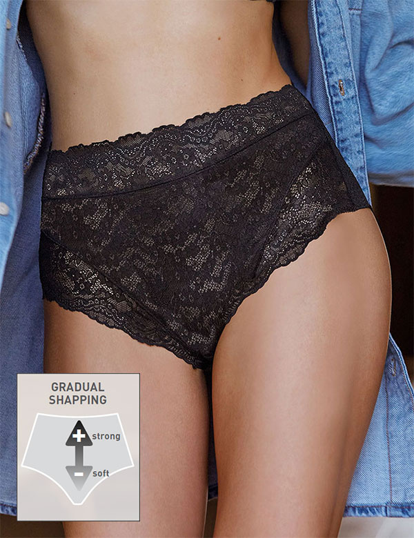Женские трусы-слипы высокие корректирующие JANIRA Lace Gradual Shape (Black) фото 1