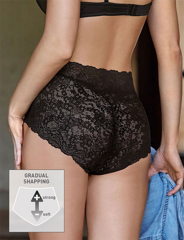 Женские трусы-слипы высокие корректирующие JANIRA Lace Gradual Shape (Black) фото 2
