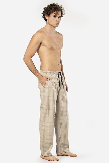 Домашние мужские брюки CACHAREL (Бежевый Крупная Клетка) фото 3