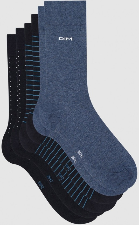 Набор мужских носков DIM Cotton Style (3 пары) (Синий/Джинсовый/Голубой) фото 2