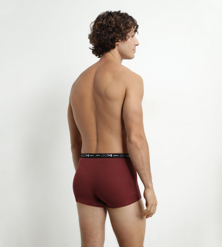 Набор мужских трусов-боксеров DIM Cotton Stretch (3шт) (Черный (Красный/Коричневый/Зеленый)) фото 3
