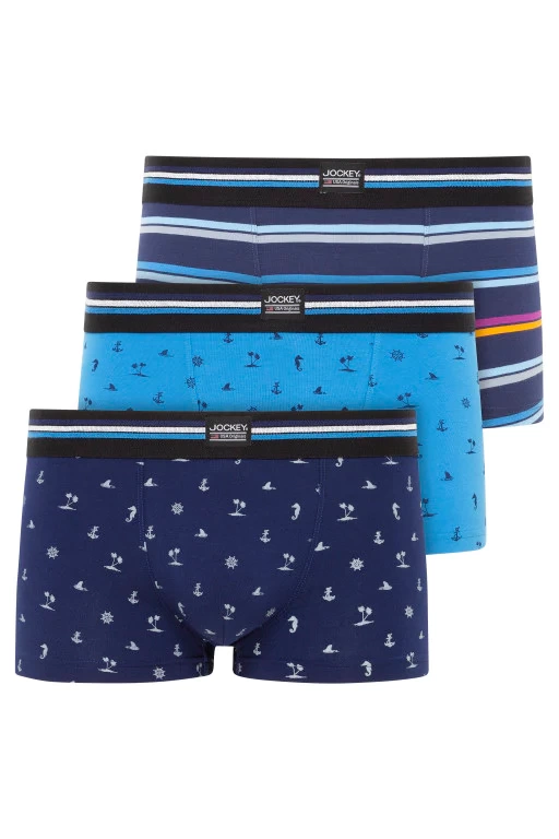 Комплект мужских трусов-боксеров JOCKEY Cotton Stretch (3шт) (Синий-Голубой) фото 1