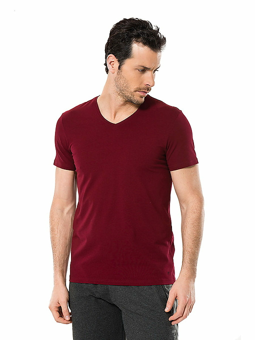 Мужская футболка CACHAREL (Бордовый) фото 1