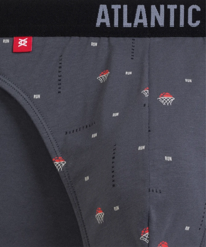 Набор мужских трусов-слипов ATLANTIC Solid Basketball (3шт) (Черный+Светло-зеленый+Графитовый) фото 5